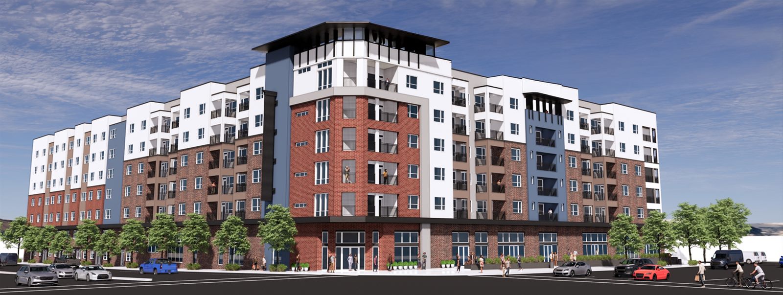 A large six-story apartment megaproject that was proposed for the lot
